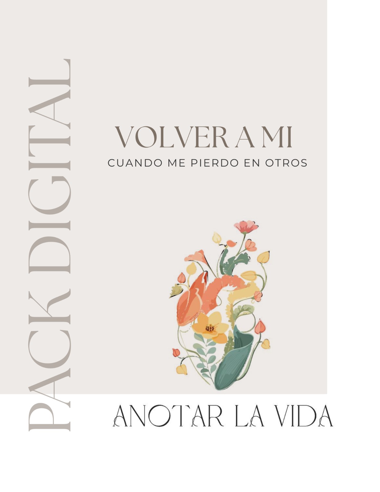 Mockup del Pack Volver a Mí: libro, tarjetas y ebook
